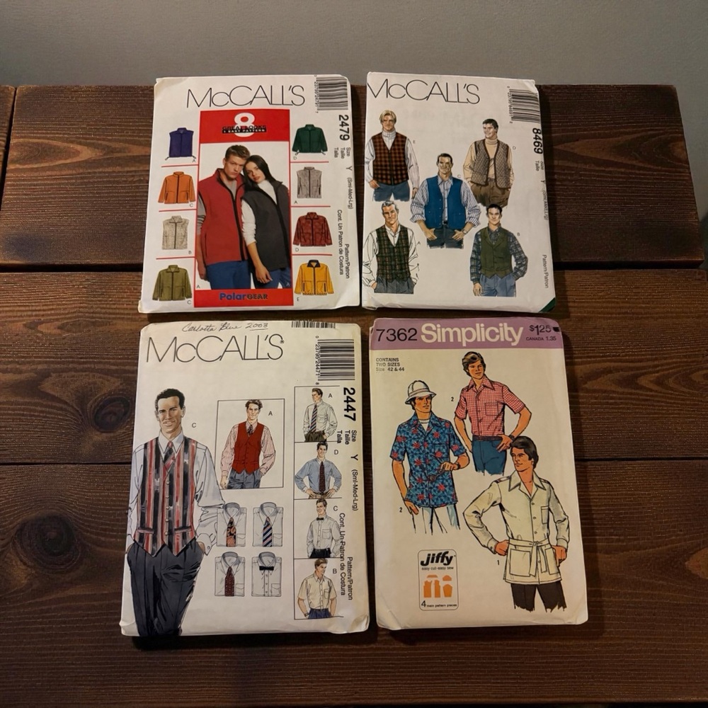Vintage Men's & Unisex Sewing Pattern Lot